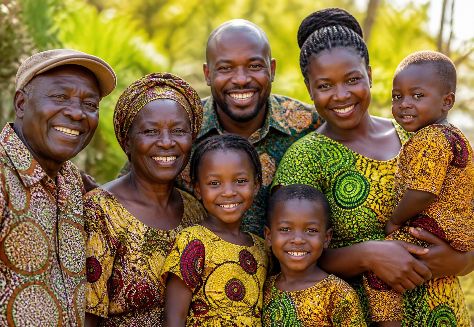 Multi-generational Kenyan family smiling together